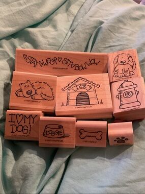 Stampin' Up! Wooden Dog-Themed Stamp Set in Natural Wood and Black